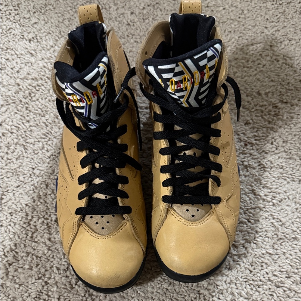 Jordan Retro 7 Beige and Black Sneakers